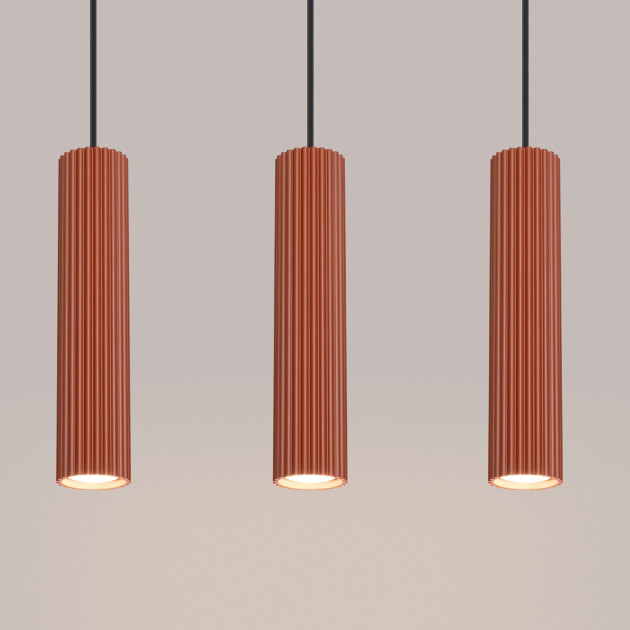 Lampe suspendue Elaen 3L rouge ocre