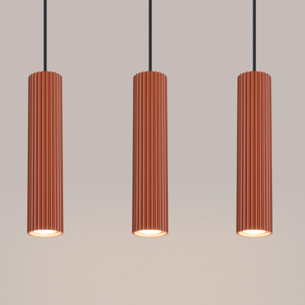 Lampe suspendue Elaen 3L rouge ocre