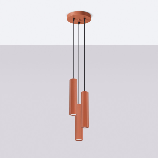 Lampe suspendue Elaen 3P rouge ocre
