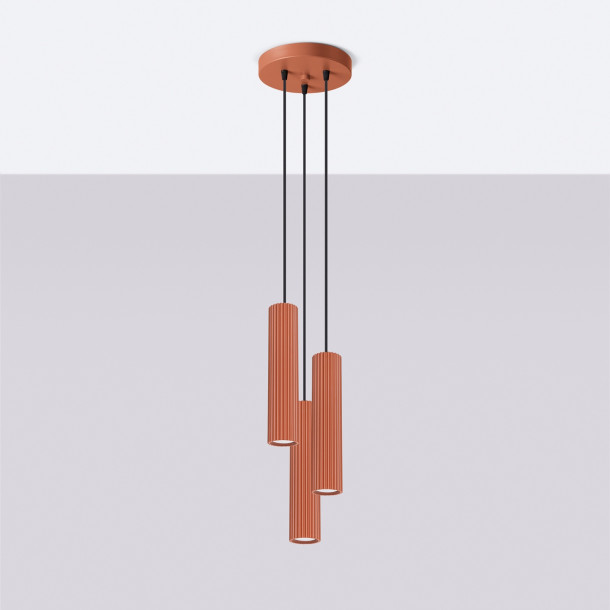 Lampe suspendue Elaen 3P rouge ocre