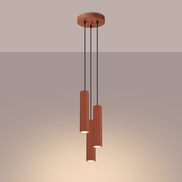 Lampe suspendue Elaen 3P rouge ocre