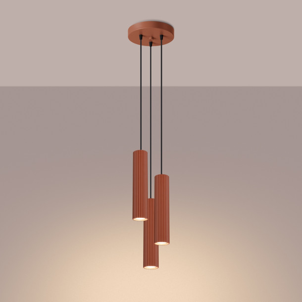 Lampe suspendue Elaen 3P rouge ocre