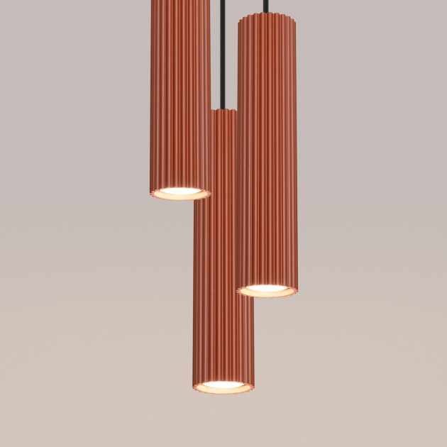 Lampe suspendue Elaen 3P rouge ocre