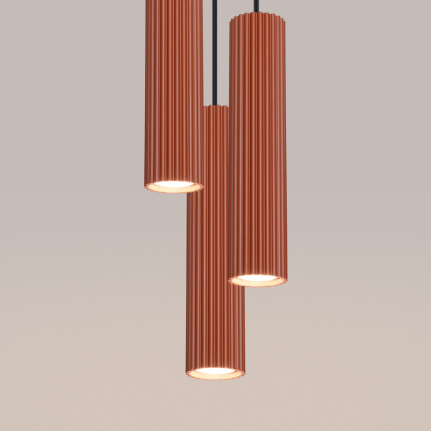 Lampe suspendue Elaen 3P rouge ocre