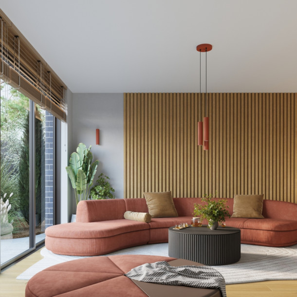 Lampe suspendue Elaen 3P rouge ocre