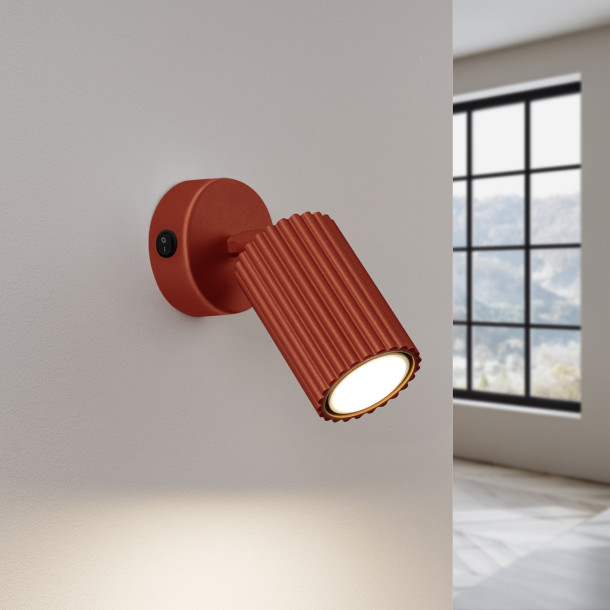 Applique Elaen rouge ocre avec interrupteur