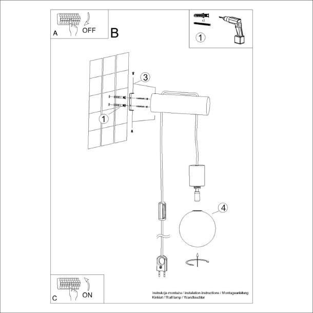 Applique NIBMI G9 avec interrupteur