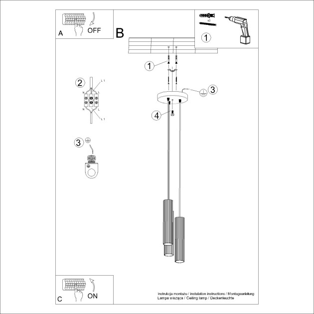 Lampe suspendue Elaen 3P taupe
