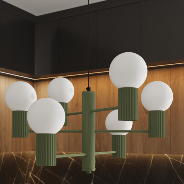 Lustre HALO 6 vert olive