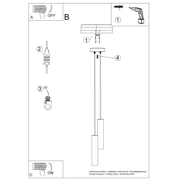 Lampe suspendue Noraaena 2P noir