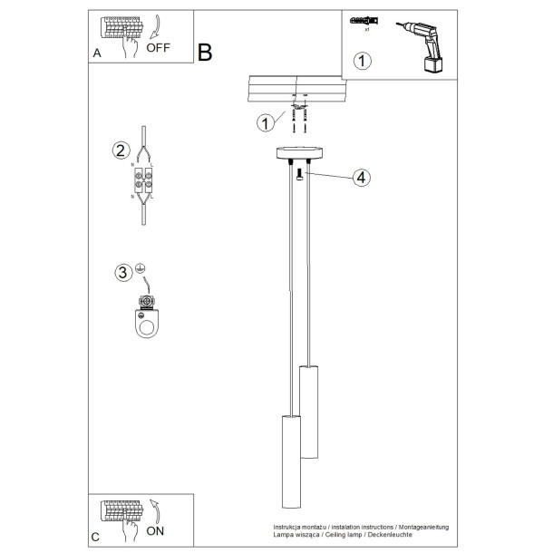 Lampe suspendue Noraaena 2P noir