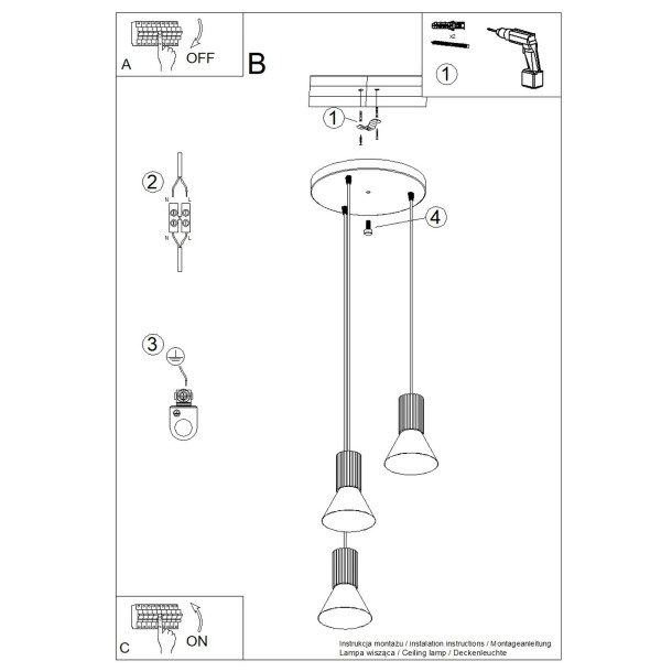 Lampe suspendue ESTRIA 3P beige