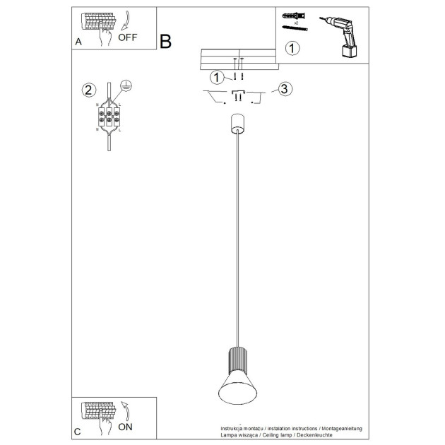 Lampe suspendue ESTRIA 1 blanc/ultramarine