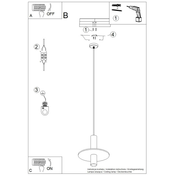 Lampe suspendue PELTA 1 noir/marine