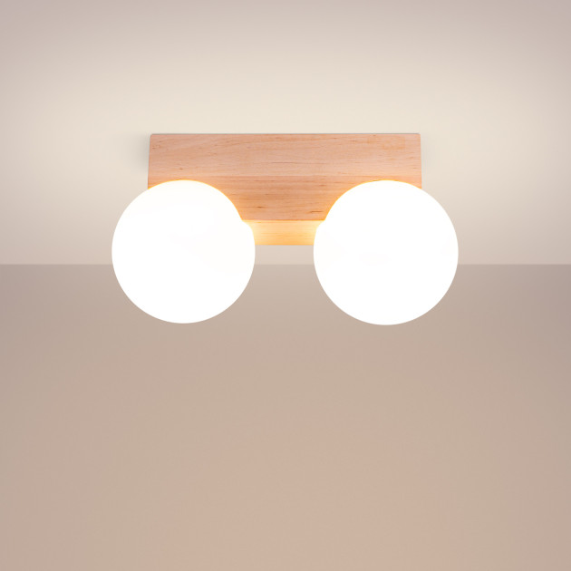 Plafonnier BULBO 2 bois naturel