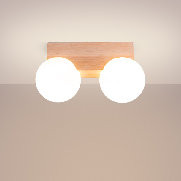Plafonnier BULBO 2 bois naturel