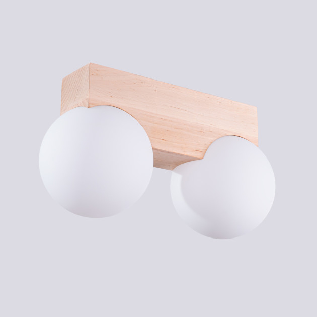 Plafonnier BULBO 2 bois naturel