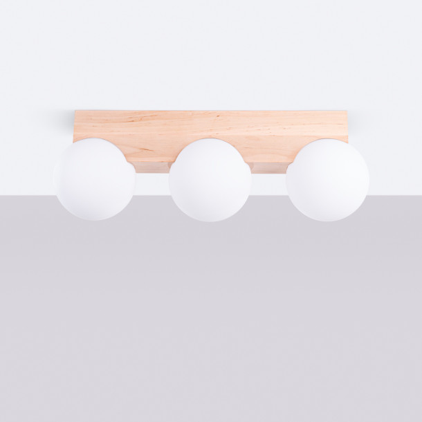Plafonnier BULBO 3 bois naturel