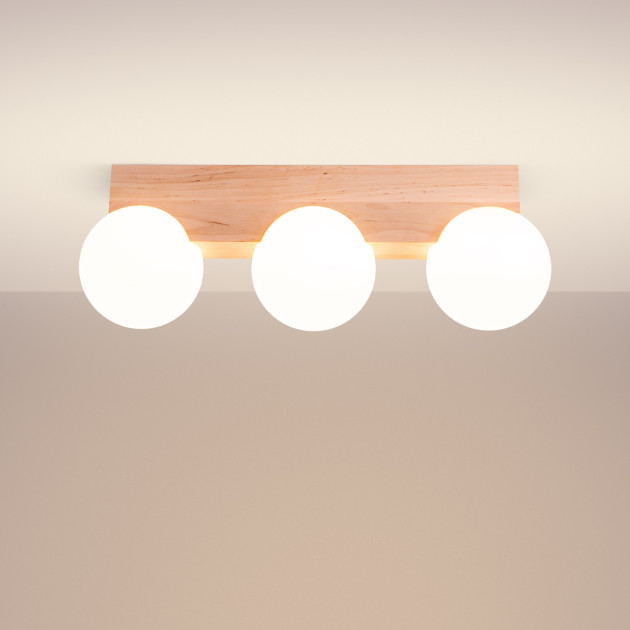 Plafonnier BULBO 3 bois naturel