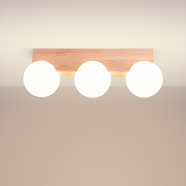 Plafonnier BULBO 3 bois naturel