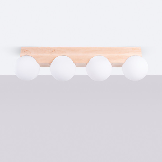 Plafonnier BULBO 4 bois naturel