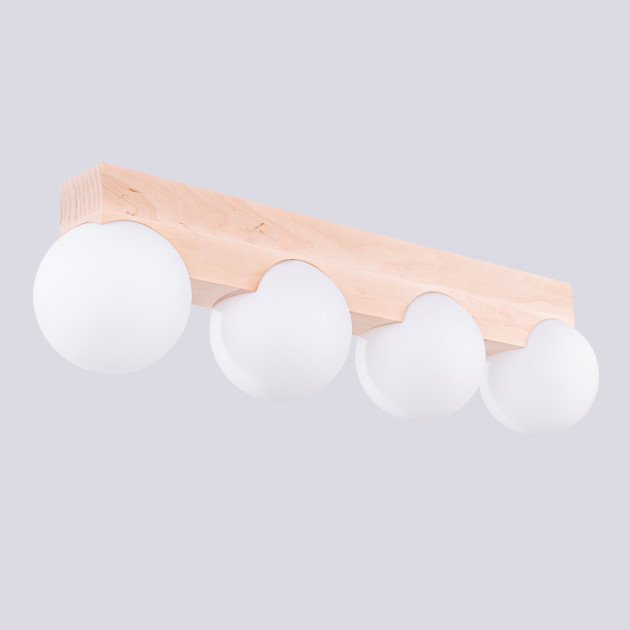 Plafonnier BULBO 4 bois naturel