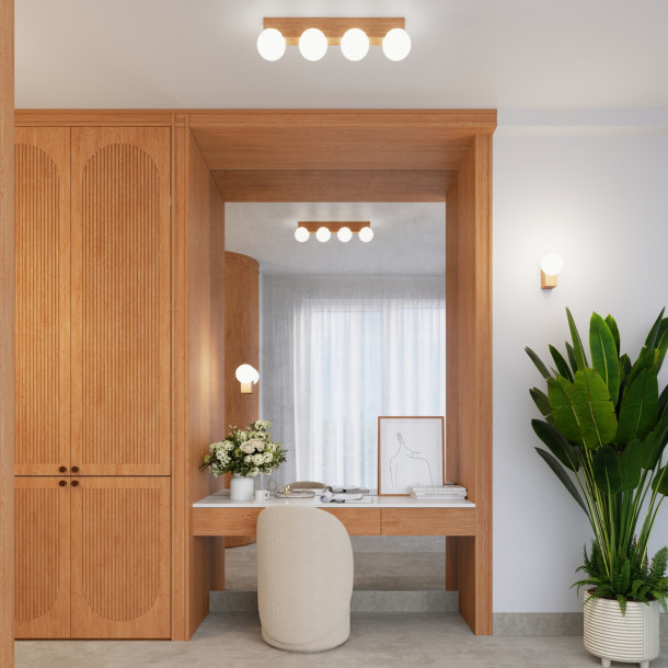 Plafonnier BULBO 4 bois naturel