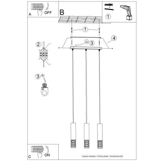 Lampe suspendue LAMI 3L blanc