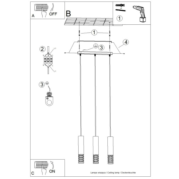 Lampe suspendue LAMI 3L blanc