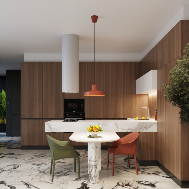 Lampe suspendue BILO rouge ocre