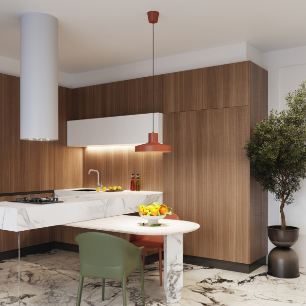 Lampe suspendue BILO rouge ocre