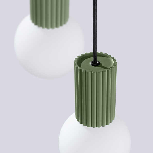 Lampe pendante HALO 3P vert olive