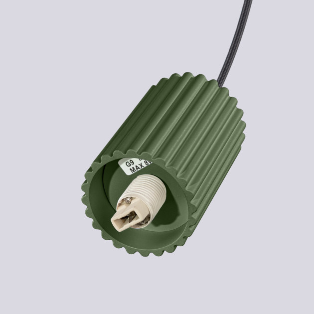 Lampe pendante HALO 3P vert olive