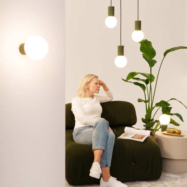 Lampe pendante HALO 3P vert olive