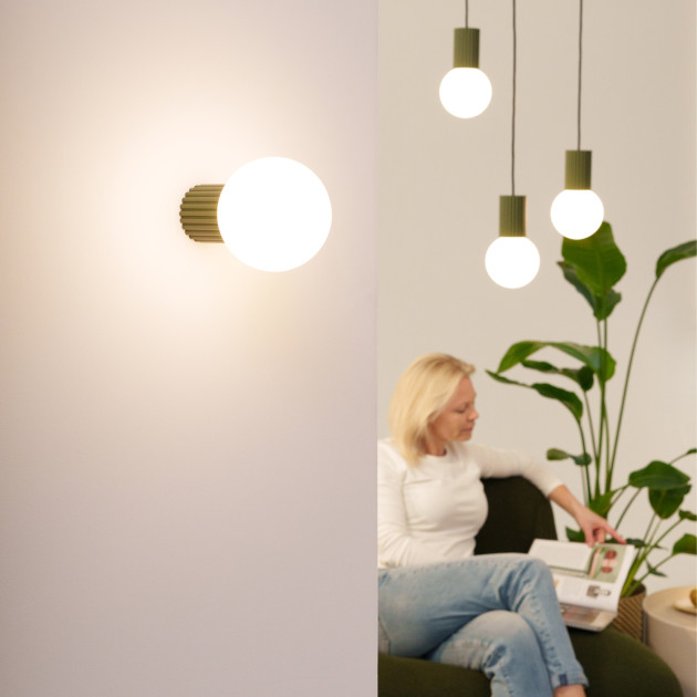 Lampe pendante HALO 3P vert olive