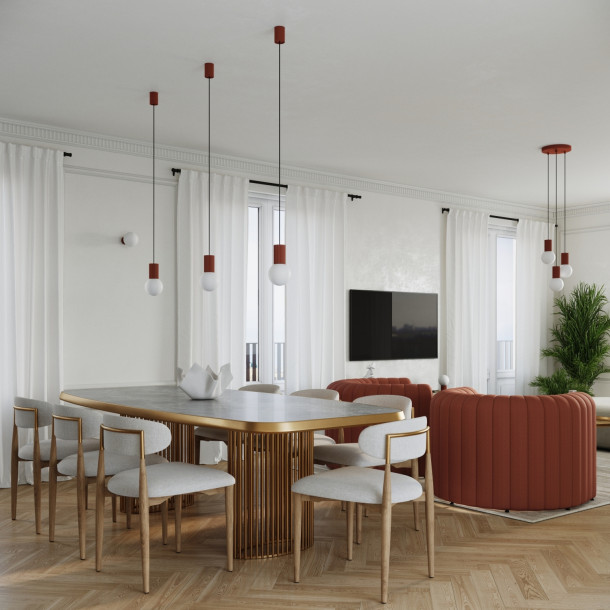 Lampe suspendue HALO 1 rouge ochra