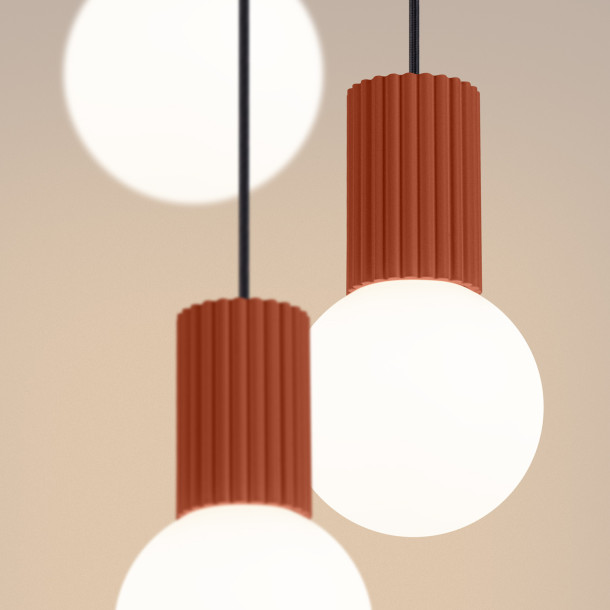Lampe suspendue HALO 3P rouge ochra