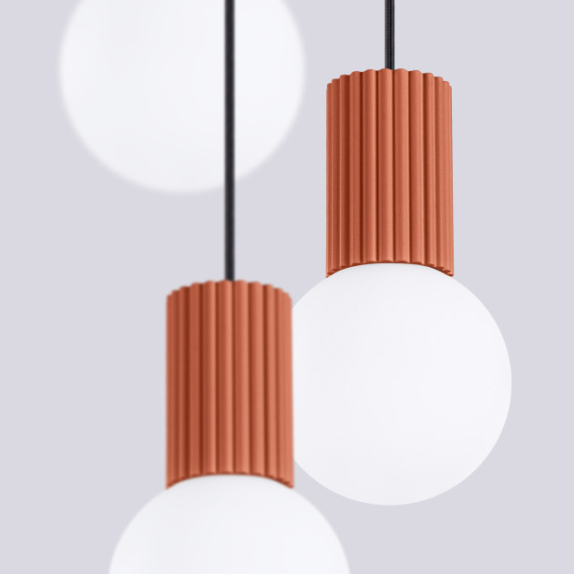 Lampe suspendue HALO 3P rouge ochra