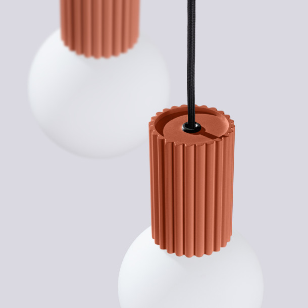 Lampe suspendue HALO 3P rouge ochra