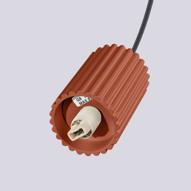 Lampe suspendue HALO 3P rouge ochra