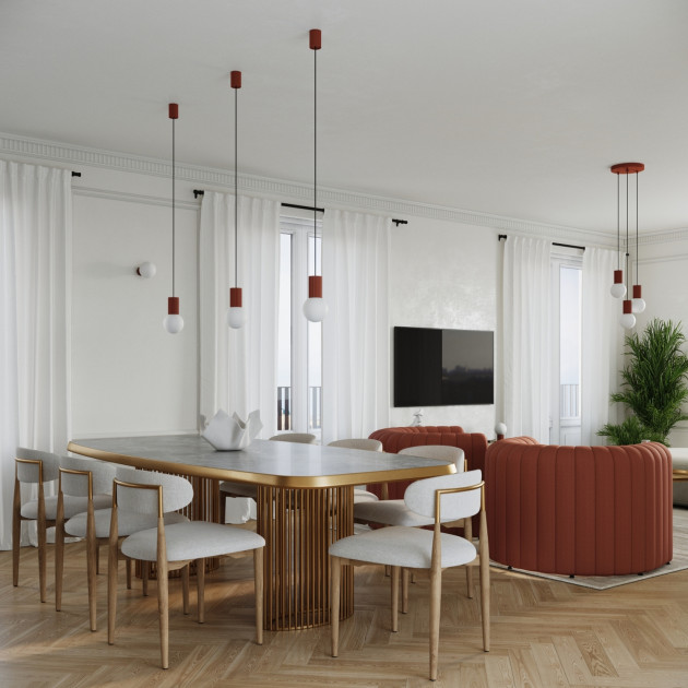 Lampe à poser HALO rouge ochra