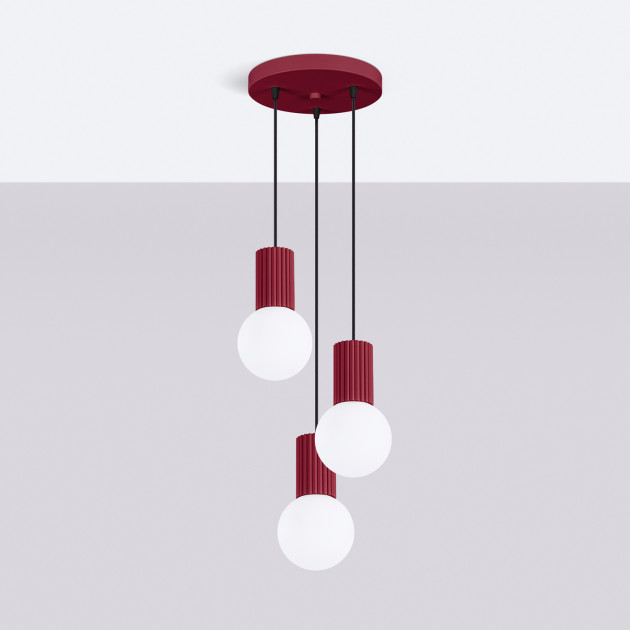 Lampe pendante HALO 3P bordeaux