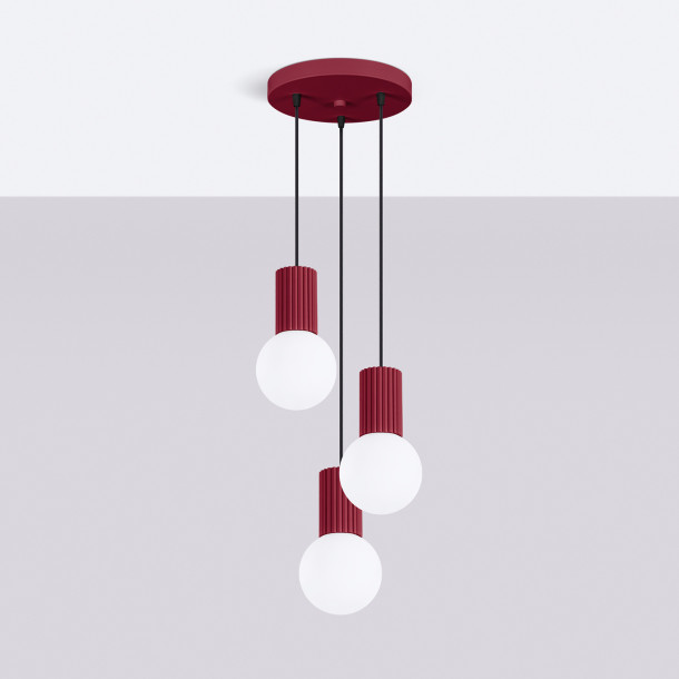Lampe pendante HALO 3P bordeaux
