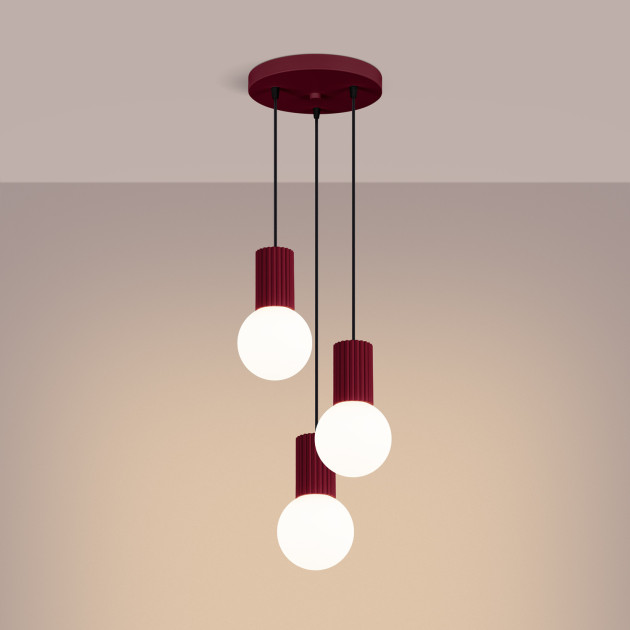 Lampe pendante HALO 3P bordeaux