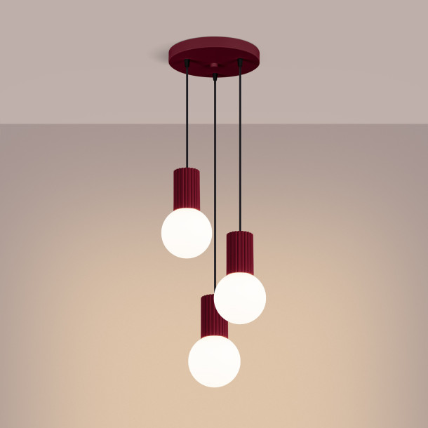 Lampe pendante HALO 3P bordeaux