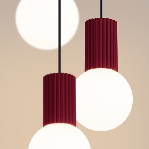 Lampe pendante HALO 3P bordeaux