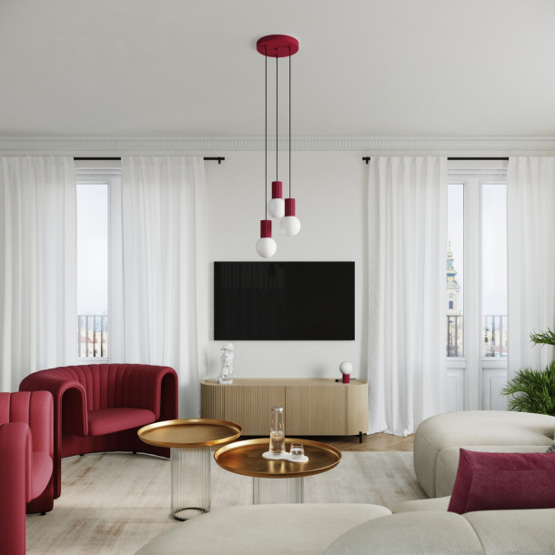 Lampe pendante HALO 3P bordeaux