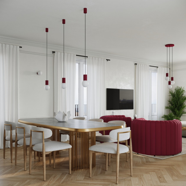 Lampe pendante HALO 3P bordeaux
